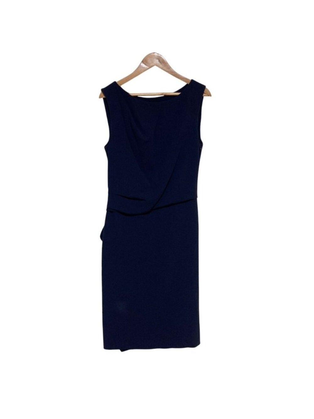 Max Mara Pianoforte Georgette Sleeveless Asymmetric Tall Dress Navy Spring 38